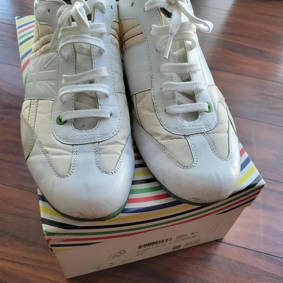 Hugo Boss White Leather Retro Sneakers Size 12 - Picture 2 of 9
